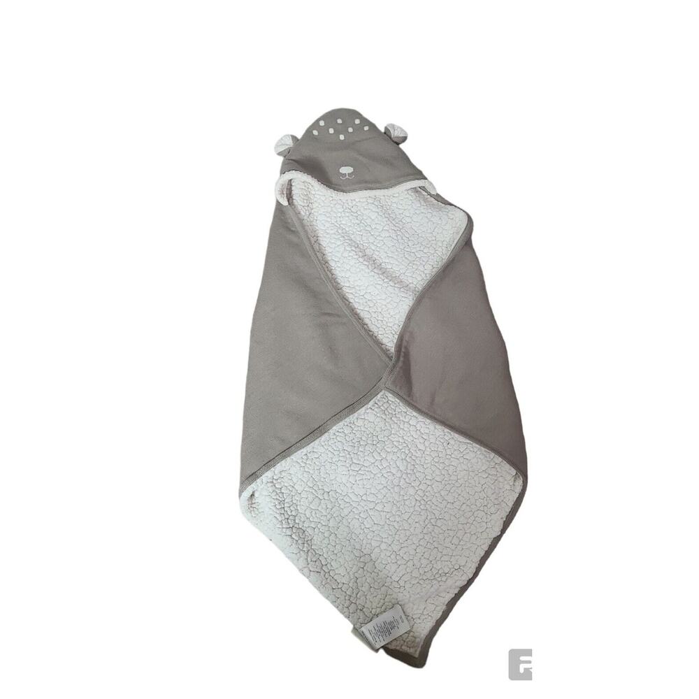 Pottery Barn Kids Forest Friends Tan Sherpa Lined Baby Hooded Bear Blanket